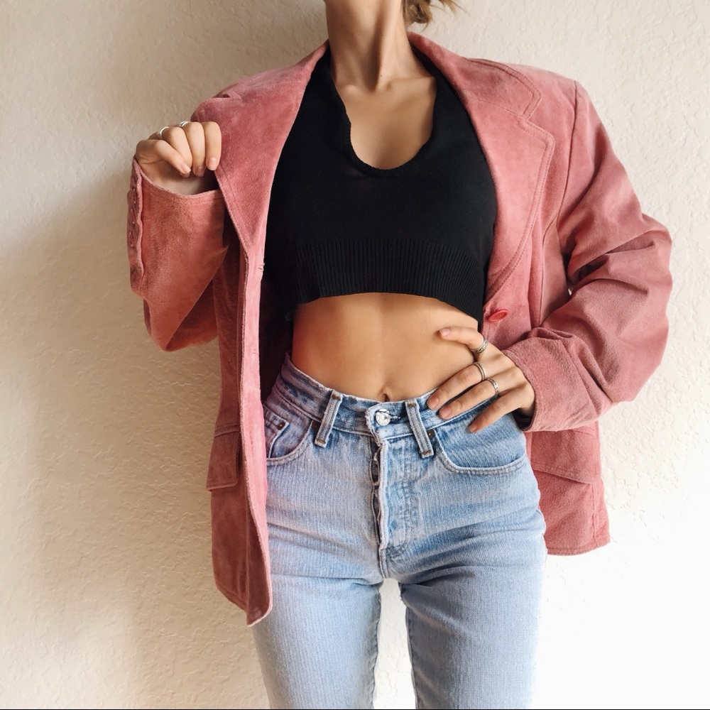 Vintage Pink Suede Leather Jacket